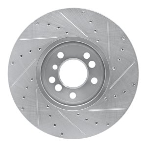 BMW X5 Brake Rotor (1) - Front Left - R1 Concepts - Drilled & Slotted - Silver - `00-`06
